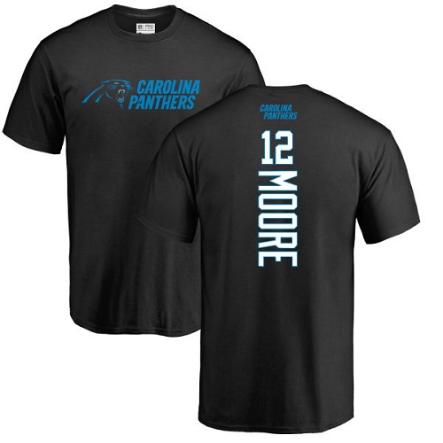 Carolina Panthers Men Black DJ Moore Backer NFL Football #12 T Shirt->nfl t-shirts->Sports Accessory